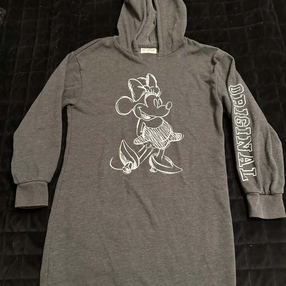 Disney x GAP Kids Minnie Mouse Hoodie Dress – Gray Graphic – Size L (12)